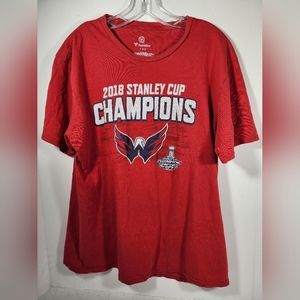 Fanatics Washington Capitals 2018 Stanley Cup Adult T-Shirt Large Red Cotton